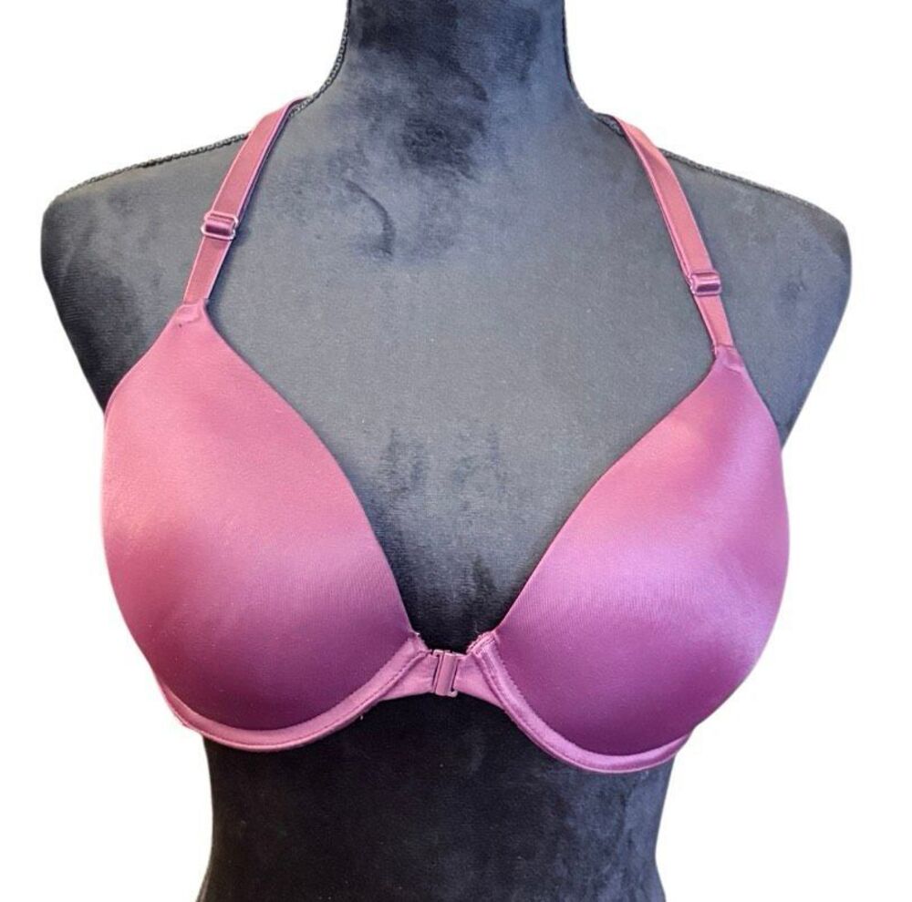 Victoria’s Secret Pink Bra 36C Rose Wear Everywhere Push Up Wired Front Close